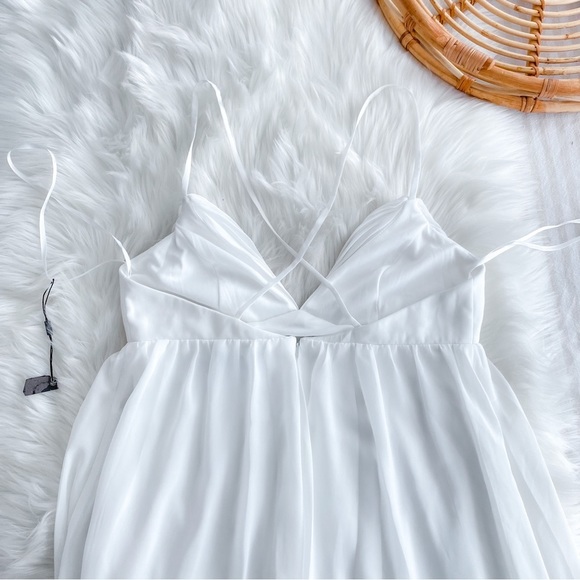 Ieena for Mac Duggal Ruffle V-neck Criss-Cross Mini Dress Sleeveless - Picture 8 of 16